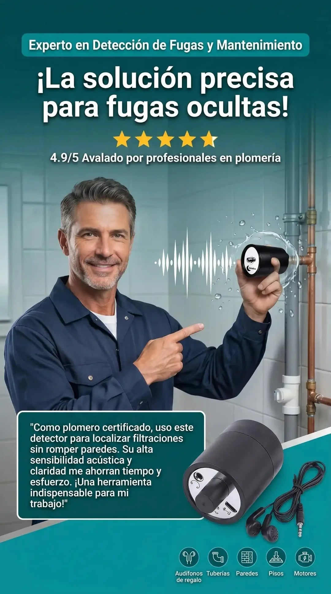 Detetor de Fugas de Água por Som — Encontra a Fuga Sem Partir Nada 💧